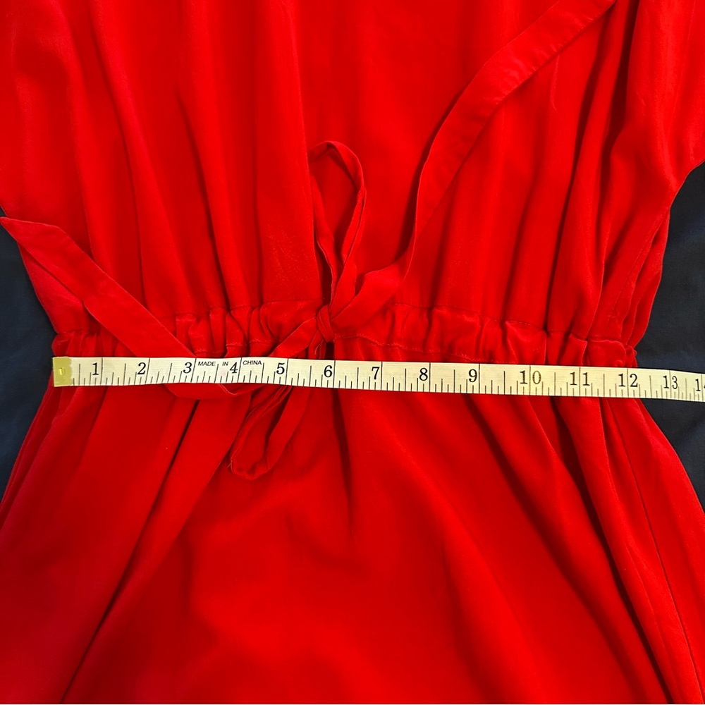 Red Dolman Short Sleeve dress or beach cover up with drawstring waist - Picture 7 of 12